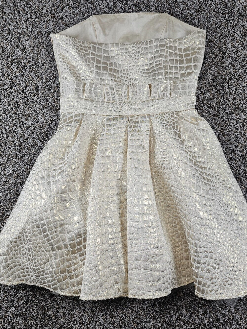Vtg Masquerade Womens Sz 6 Mini Dress Strapless A Line Gold Prom Metallic - Picture 6 of 6
